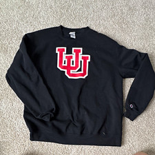 Champion Utah Utes Crewneck Sweatshirt Black/Red/White Size XL picture