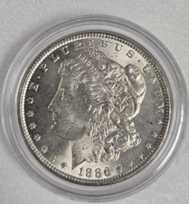 11086AUE MORGAN SILVER DOLLAR $1 YEAR 1886 PHILADELPHIA CAP AU DETAIL COIN 90%AG picture