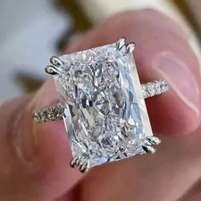 RARE 6.00 Ct Certified Radiant Cut White Diamond Solitaire Ring 925 Silver picture