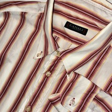 VTG Y2K CANALI Sportswear Made In ITALY Striped Cotton ButtonDown Mens•XL Shirt picture