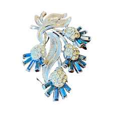 Vintage Crown Trifari Thistle Floral Brooch 1950s-60s-Trifari is Stamped on Back picture
