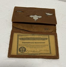 Antique Catholic Church Extension Society 1918 Holder Card & Medallions READ DES picture
