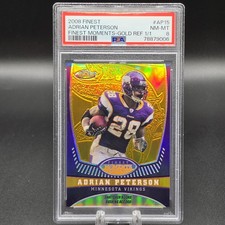 2008 Finest Adrian Peterson Finest Moments Gold Refractor 1/1 PSA 8 picture