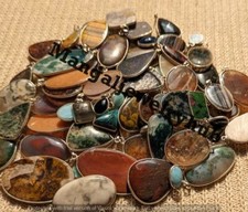 Wow Tiger's Eye & Mix Gemstone 10PCS Pendants 925 Silver Plated Bulk Lot Jewelry picture
