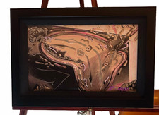 Framed Original Mixed Media Canvas Painting “Melting Clocks” by Daniel Fuentes picture