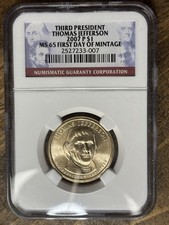2007 P - $1 THOMAS JEFFERSON - NGC MS65 - (1st DAY OF MINTAGE) picture