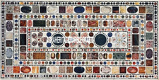 Adorable White Marble Dining Table, Multi Mosaic Inlay Gemstone Arts Hallway Dec picture