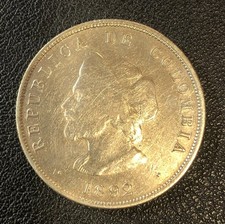 1892 Columbia 50 Fifty Centavos World SILVER Coin picture