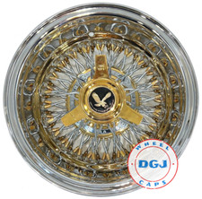 DGJ WHEEL 14x7 Rev 72 Cross Lace Gold Nipples & Hub Lowrider Wire Wheels picture