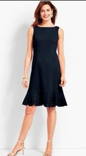 RSVP by Talbots Black Ponte Embroidered Dress, Navy Blue, 4P, Excellent Conditio picture
