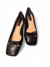 Franco Sarto Natalia Black Leather Square Toe Bow Pumps Size 11 picture