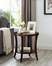 Roundhill Furniture Perth Contemporary Round End Table with Shelf, Espresso picture