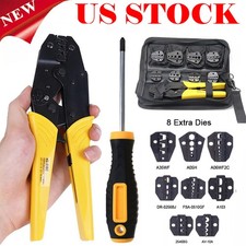 Ratcheting Crimping Tool Kit Cord End Terminals Wire Crimper Pliers w/ 8 Dies picture