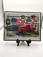 Framed Finished Diamond Art Picture Patriotic Car & Truck Scene picture
