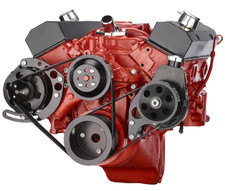 Black Small Block Chevy Serpentine Conversion Kit - Power Steering, SBC 350 400 picture