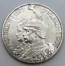 1901-A Prussia Germany 5 Mark KM-526 200th Anniversary UNC Uncirculated Silver picture