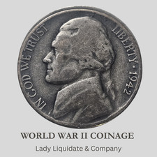 U.S. World War II 1942 S JEFFERSON WARTIME NICKEL- RARE LARGE S MINT MARK picture