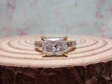East West 2.20 CTW Radiant Cut Channel Set Pave Moissanite Engagement Ring Women picture
