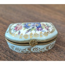 Vintage French Porcelian de Couleuvre Hinged trinket box As-is Project piece picture