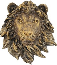 Veemoon Lion Head Wall Statue Resin Bronze Lion Head Wall Hanging Sculpture Wall picture