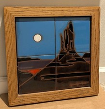 Vintage 1977 Territorial Tiles Jennifer Roche Hand Painted Desert Wall Art Tile picture