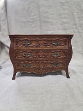 Vintage French Provincial Miniature Commode Jewelry Chest Louis XV Style Wood picture