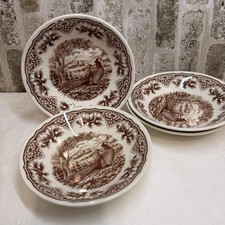 Royal Stafford Thanksgiving Brown HOMELAND PHEASANT BOWLS Set of 4 All Brown picture