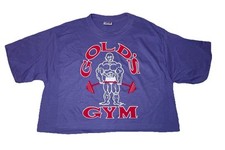 Vintage Golds-Gym Body-Builder Crop-Top Shirt Womens Large Purple NWOT NOS picture