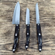 (3) Cutco Classic Brown Handle Knives 1729 KR, 3721 KR & 1728 KQ Made in the USA picture