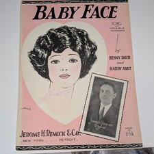 1926 Baby Face Sheet Music Benny Davis Harry Akst Remick Detroit Joseph Glasner picture