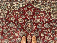 RED ANTIQUE RUG OLD 10x13 VINTAGE ORIENTAL HANDMADE WOOL big worn fine blue 9x13 picture
