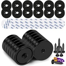 TRYMAG 12 Pack Rare Earth Neodymium Cup Magnets, 80Lbs Heavy 80LBS, Black picture