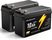 GOLDENMATE 12V 10Ah Lithium LiFePO4 Battery(2 Packs), IP67 Waterproof picture