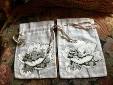 Lot Of 2 Fragonard French Cotton Floral Printed Travel Pouch Drawstring Bags 8x5 picture