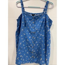 Torrid Cami Top Womens 2 Blue Good Floral Polka Dot Button Front Camisole picture