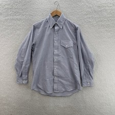 Vintage LL Bean Shirt Mens 15 32 White Blue Oxford OCBD Plaid Preppy Office 90s picture