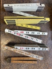 Vintage Carpenter Folding Ruler Lot of 5 - Lufkin, Powr-Kraft, Brass Caliper picture