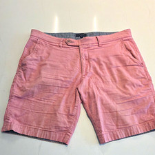 Ted Baker Men’s Salmon Pink Solid Cotton Chino Shorts Flat Front Zip Pockets picture