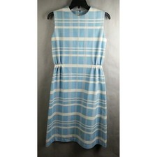 True Vintage 1960s 1970s Blue White David Crystal Fashion Dress Size 10 picture