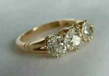 3.27Ct Vintage Art Deco Style Round Lab Created Diamonds 14K Yellow Gold FN Ring picture