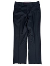 Paulo Solari Black Flat Front Mid-Rise Straight Leg Dress Pants Men's 36 X 32 picture