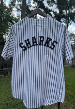 Vintage Rare San Jose Sharks Chalk Line Pinstripe Baseball Jersey Mens Size L picture