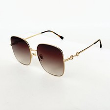 Gucci GG0879S 002 Gold Oversized Square Sunglasses Brown Lens perfect NEW picture