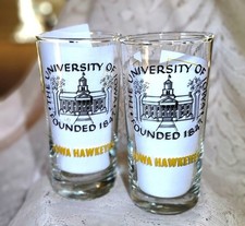 Vintage University Of Iowa Glasses Set Of 8 Marathon Oil Big 10 Collectible picture