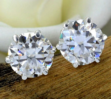 RARE 13.00 Ct Certified Round White Diamond Solitaire Studs In 925 Silver. picture