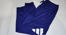 NWT adidas Mens Small Track Pants Blue Essentials Big Logo Tapered Joggers JE896 picture