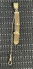 Antique Victorian R.F.B Gold Filled Mesh Pocket Watch Chain w/ Stamp Fob picture