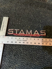 Vintage STAMAS Tarpon Springs Florida Metal Boat Emblem Original Hull Badge 11” picture