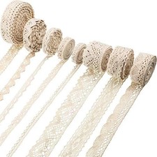 Tatuo 40 Yards Cotton Lace Trim Vintage Lace Ribbon Crochet Cotton Lace Scallope picture