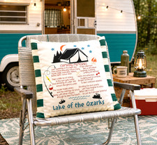 Lake of the Ozarks Pillow Cover 18 x 18 Lake House Boating Fishing Cabin Decor picture